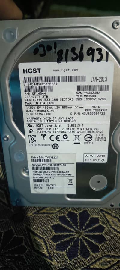3TB HGST Hard Disk