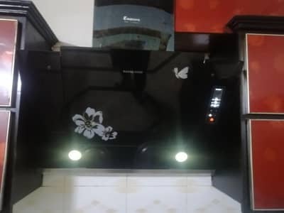 Black Glass Kitchen Range Hood - Touch Control - 2 Lights