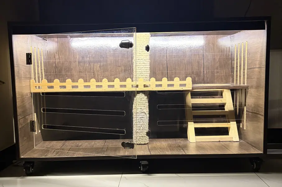 Large Two-Level Cat House with Scratchers, Stairs & LED Lights — photo 3