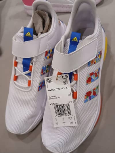 Adidas Racer TR23 EL K White Colorpop Sneakers Size 6.5