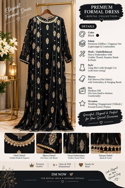 Premium Black Formal Dress- For Sale