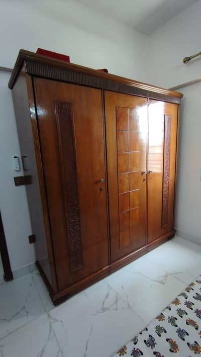 Wooden 3 Door Wardrobe (Almari) - Classis Brown