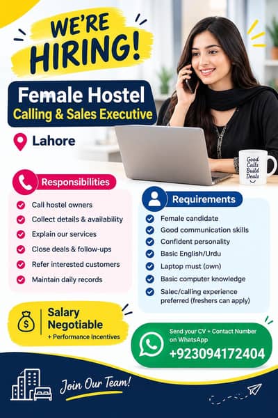 Female Hostel Calling & Sales Executive – Remote
