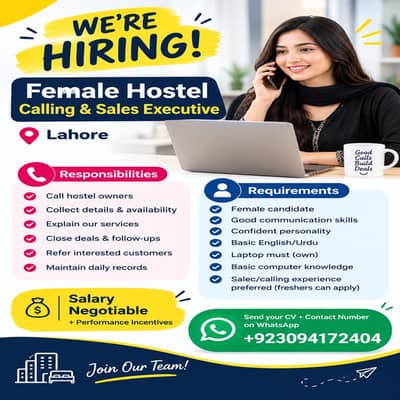 Female Hostel Calling & Sales Executive – Remote