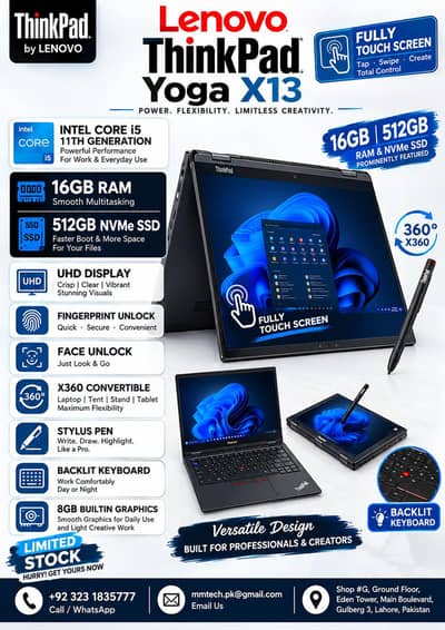 Lenovo Thinkpad X13 Yoga Core i5 11th Generation 512gb NVMe SSD.