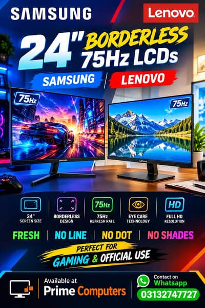 Samsung Lenovo 24 Inch Borderless 75hz Gaming Pc Lcd