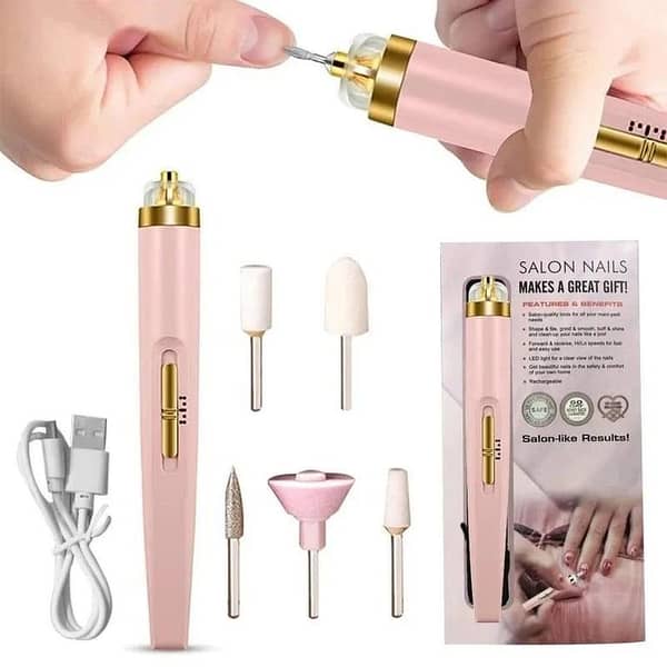 Rechargeable 6-in-1 Electric Nail File & Buffer Set – Cordless Manicure Pedicure Kit for Men & Women