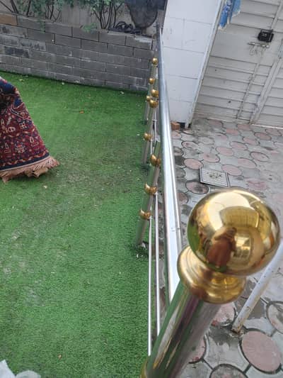 Golden Finish SS Railing 12ft 304 Grade Steel Islamabad