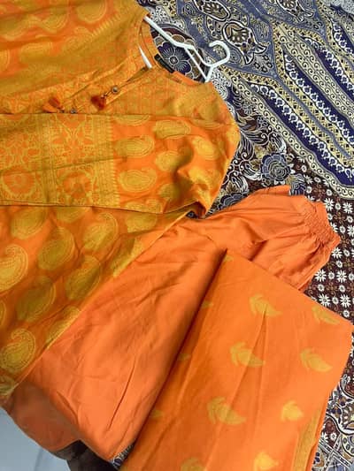 orange khaddar dress