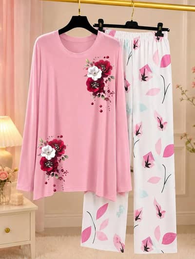 Stylish Women's 2-Piece Floral Nightwear & Night Suit Set