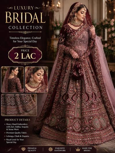 Luxury Bridal Lehenga | Heavy Embroidered Pakistani Wedding Dress