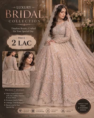 Luxury Bridal Lehenga | Heavy Embroidered Pakistani Wedding Dress