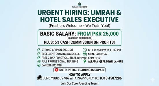 URGENT HIRING | UMRAH SALES EXECUTIVE for UK Market