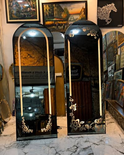 Premium Arched Full-Length Designer Mirror | Stylish Floral Design