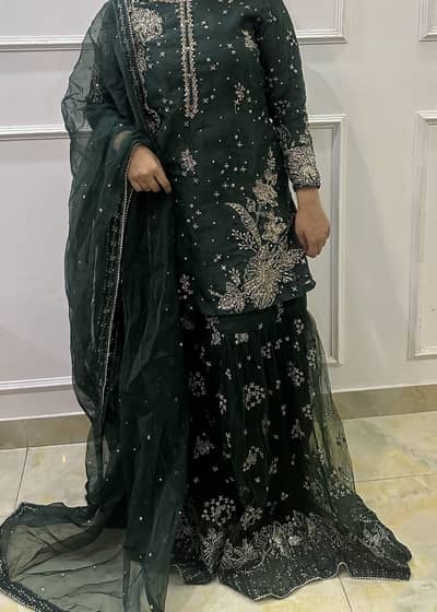 Original Batik Embroidered Formal Dress – Dark Green