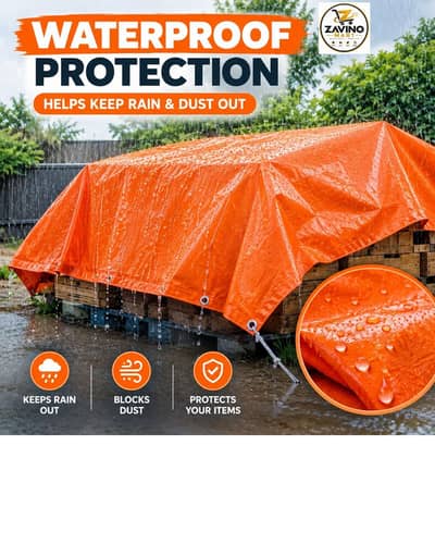 Heavy Duty Waterproof Tarpal - Orange and silver
