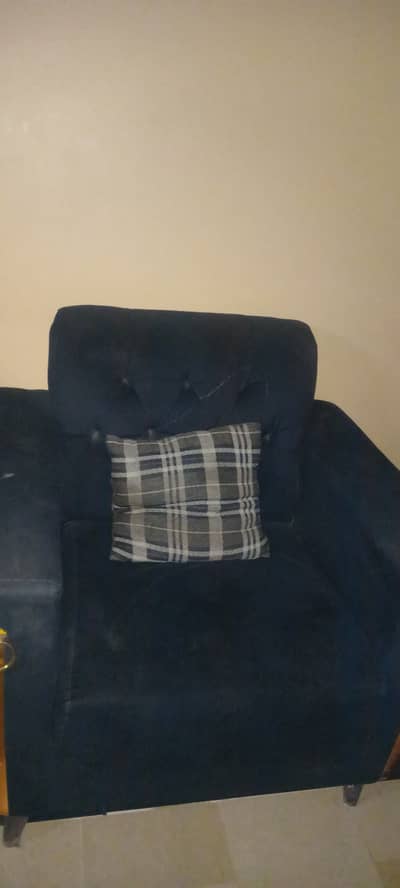 Navy Blue Velvet Sofa Set 5 Seater | Used 10/9 | Quick Sale