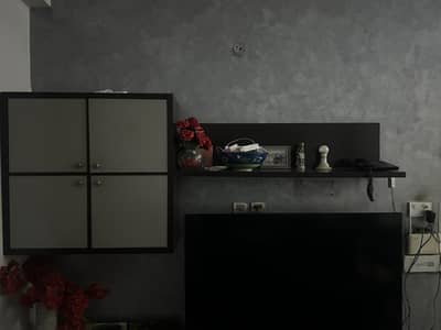 Wooden Media Wall / TV Unit with Storage Cabinet & Shelves