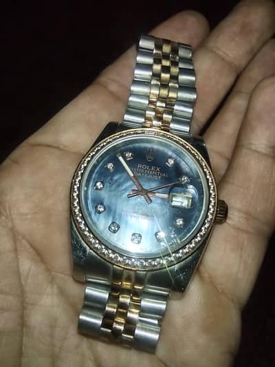 Rolex luxury diamond bezel blue dail quartz