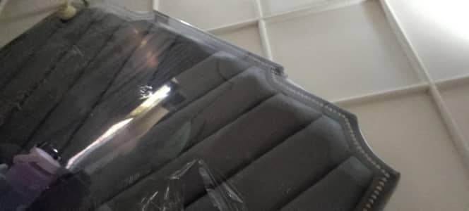 velvet fabric queen size bed gray color