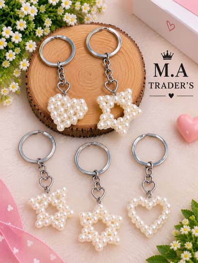 NEW PEARL DESIGN 3 PEACE SET BRACELET & KEY CHAIN