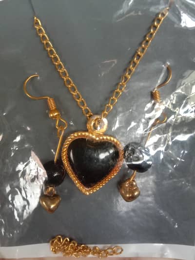 necklace earrings and bracelet  Black  set