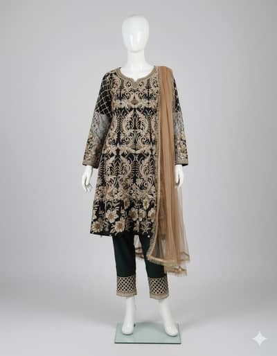 Black and brown party wear dress