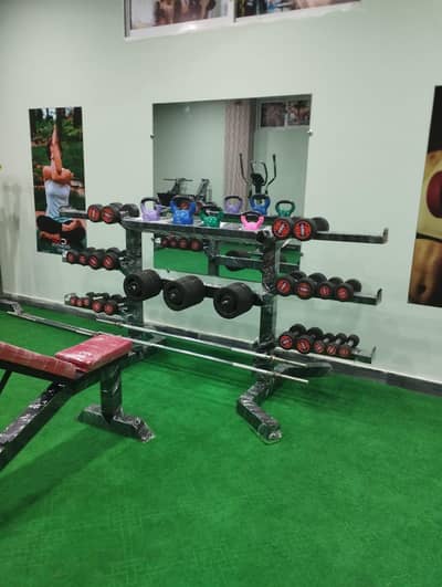 rubber dumbbell weight plates chrome plate multi gym bench power rack