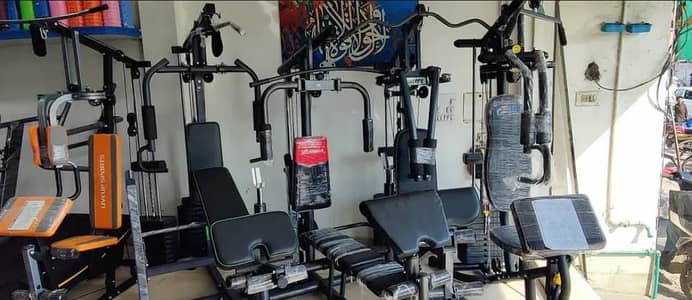 multi gym home station butterfly lat pull down rowing bench press rod