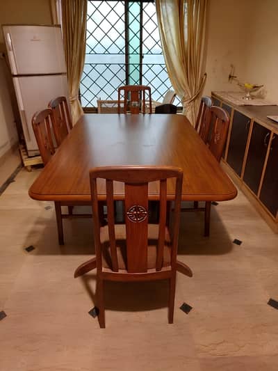 Solid Wood 6-Seater Dining Table Set with Chairs