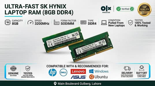 Sk hynix 8gb DDR4 3200 Mhz Laptop RAM- Original Pulled