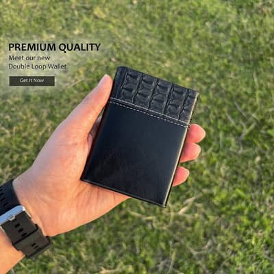 premium Leather Wallet for Man Black Brown Croc Texture