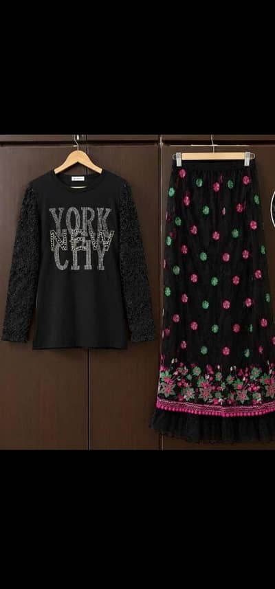 Black embroidered 2 piece party wear dress  beautiful design
