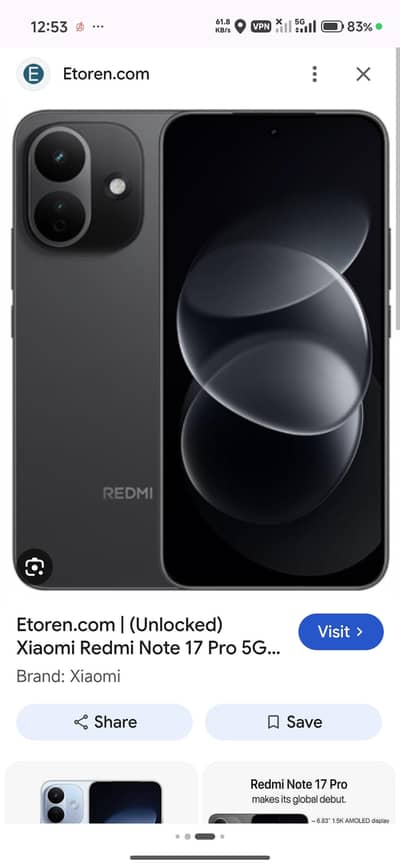 Redmi note 17 pro- in blqck