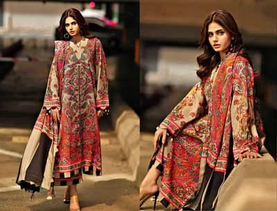 Khaddar 3-Piece Suit Off White Paisley Print - Unstiched
