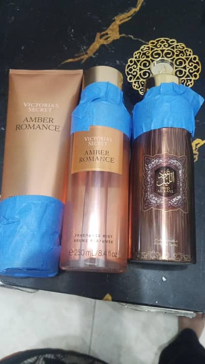 perfume , body spray and body cream . . .
