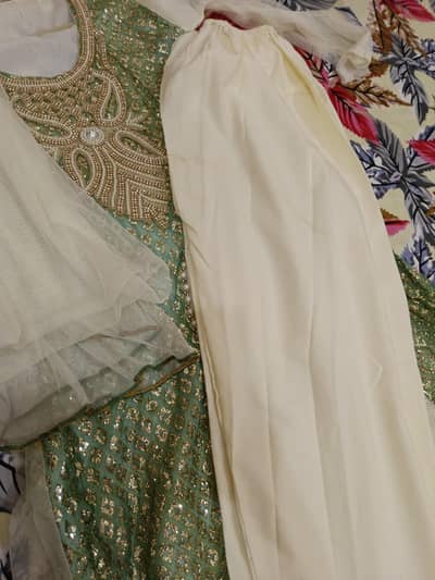 Chiffon green long frock