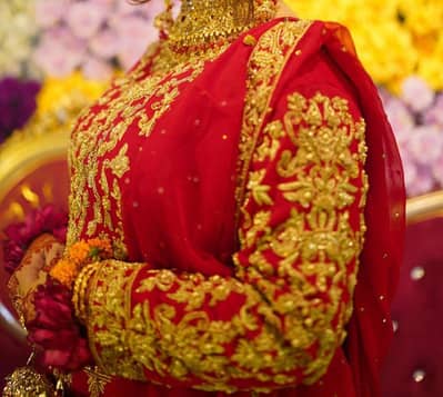 Luxury RED Bridal Lehenga | Heavy Embroidered Wedding Dress |