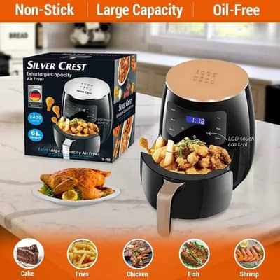 Silver Crest 6L Air Fryer 2400W – Extra Large Capacity, Non-Stick & Oi