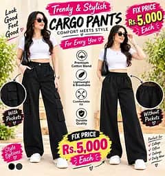 Premium Black Cargo & Wide-Leg Pants | Stylish & Trendy Collection