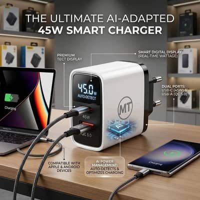 AI adopter charger compatible with allAndroid and iphone 45w