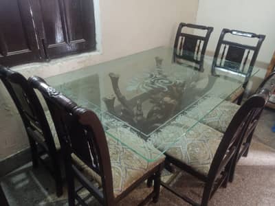 Dining table with six chairs