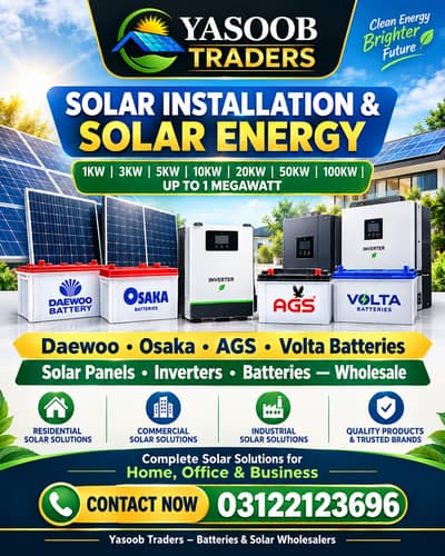 Solar Installation 3kw, 5kw, 10kw, 1 mega watt complete solar energy