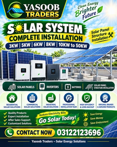 Solar Installation 3kw, 5kw, 10kw, 1 mega watt complete solar energy