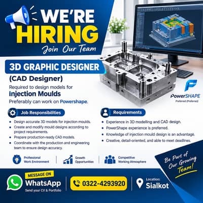 3D Graphic Designer required for Moulds