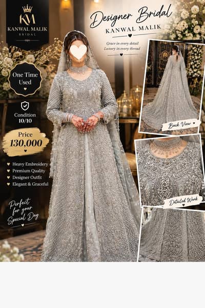 Designer Bridal Dress | Heavy Crystal Work | One Time Used
