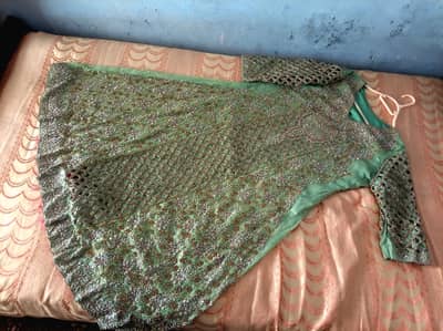 Sea Green Heavy Fancy Maxi | Cutwork + Stone Work Party Wear Dress`