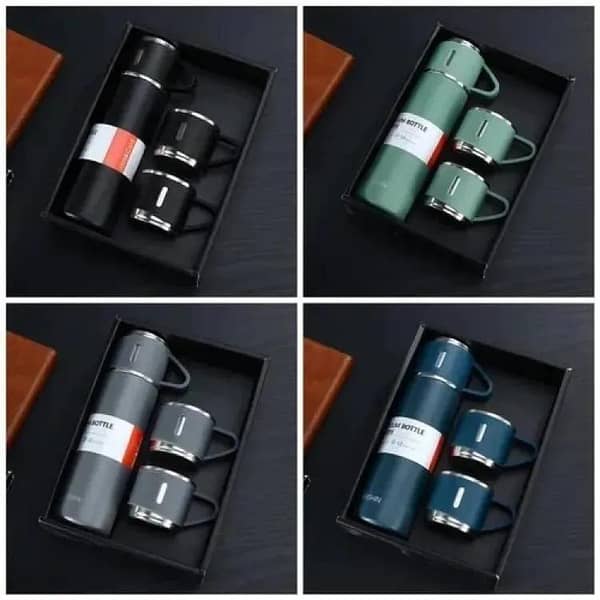4 Pcs Stainless Steel Vacuum Flask Set – Insulated Water Bottle Set