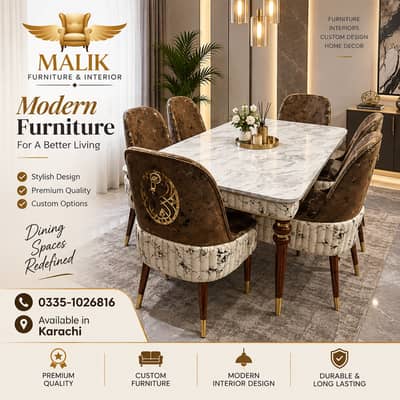 6 seater dining table | UV top table | restaurant dining table set