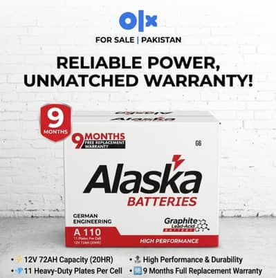 Alaska Battery A 110 – 9 Months  Warranty |Graphite Lead-Acid Battery